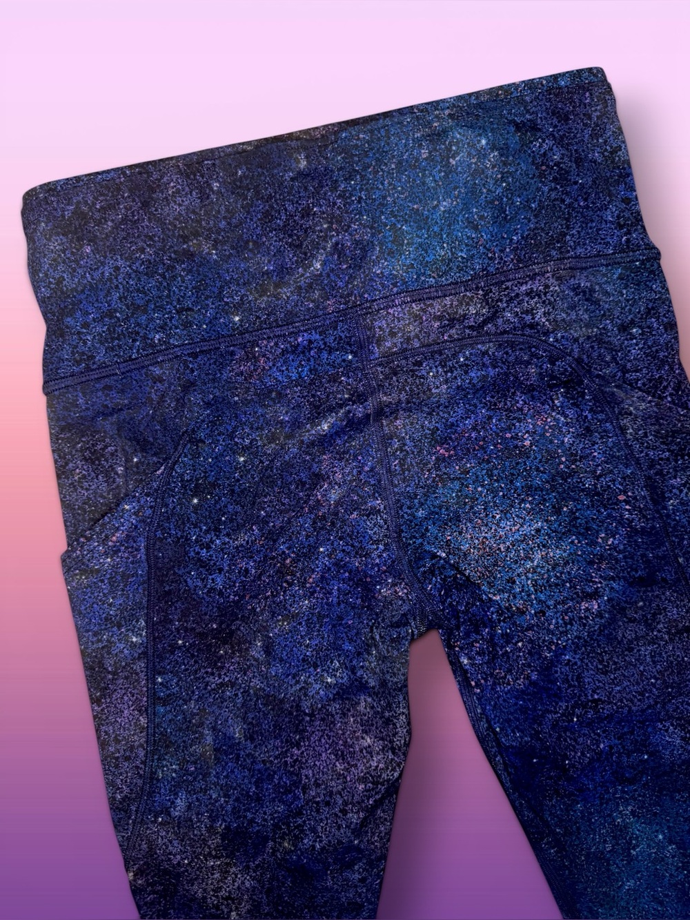 Lululemon Fast & Free Tights Polar Lights Blue Multi Galaxy Space Nulux Size 6